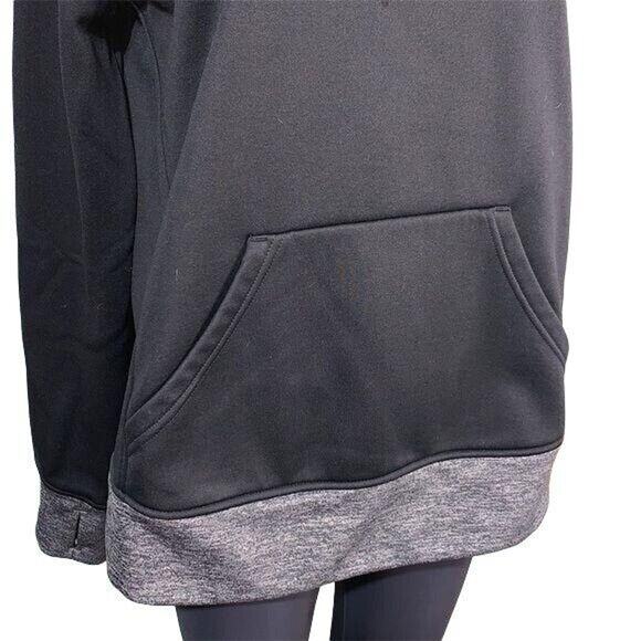 Adidas Womens Hoodie Sweatshirt Fleece Lined Pullover Sporty Black Green Large - Picture 3 of 13